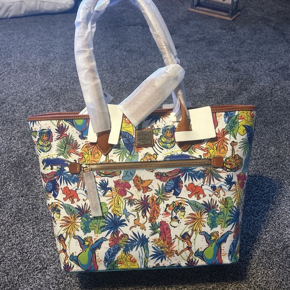Dooney & Bourke Handbags - Dooney & Bourke White and Brown Tote Bag with Leather Trim